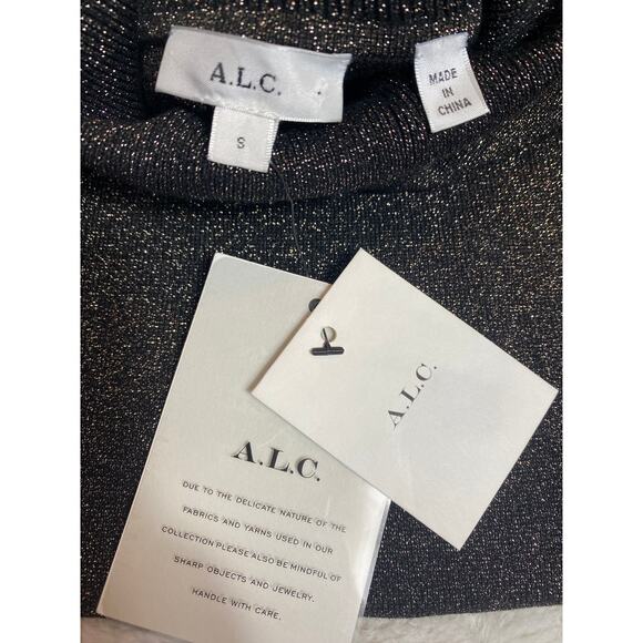 ALC SWEATER S BROWN ESPRESSO MARTINI GLITTER FESTIVE HOLIDAYS TURTLENECK - Picture 5 of 8